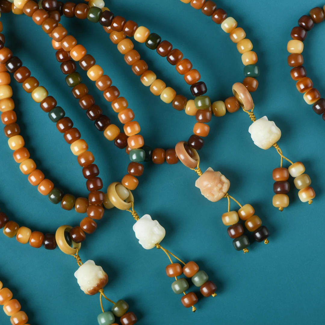 菩提根黄金籽8x10老型珠稻香念珠脖挂108颗 （多样性发其一）