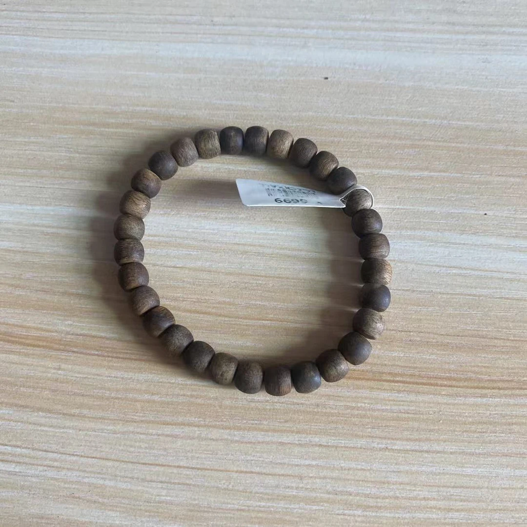 越南芽庄老白奇楠沉水6x7鼓珠手串