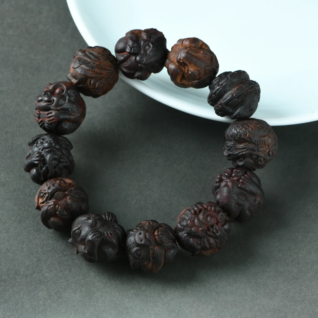 缅甸小叶降真香十亩香雕刻生肖2.0手串