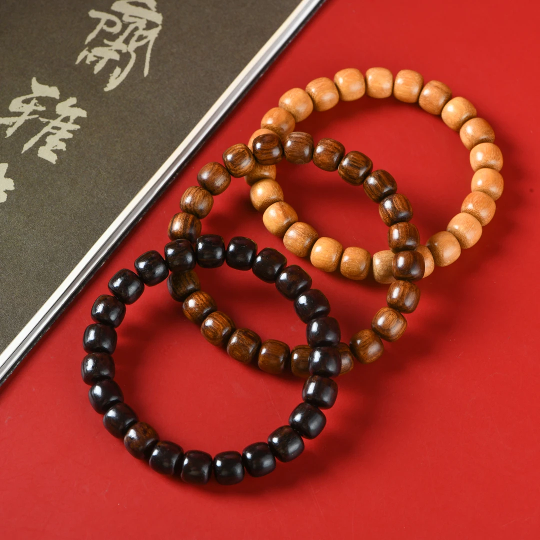 红木三宝8x9mm老型珠手串组合（芭比檀香+紫光檀+非洲花梨）