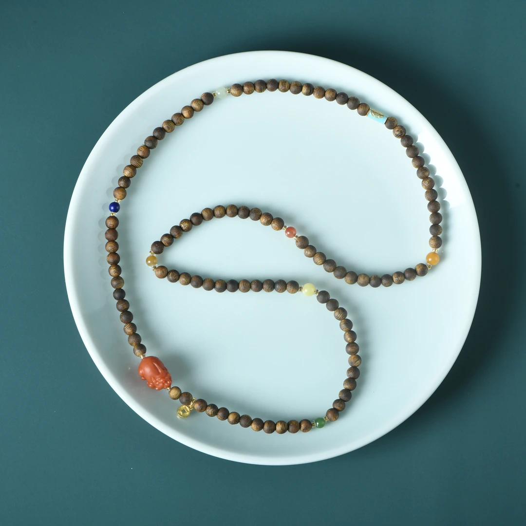 沉香越南芽庄白奇楠0.5貔貅多宝多圈手串