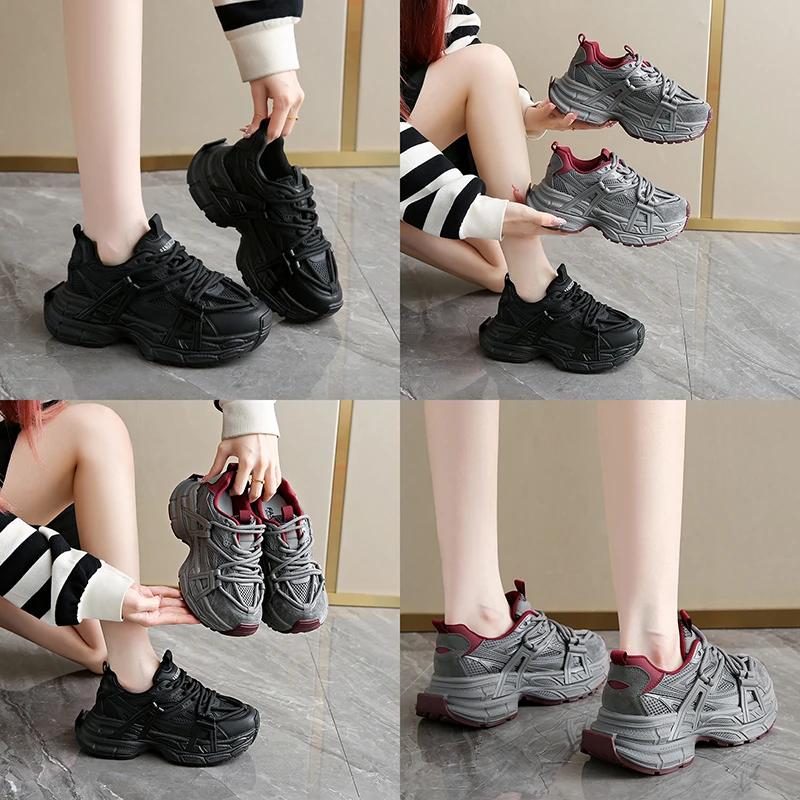 百搭增高老爹鞋2024秋冬季新款网秋季网面运动鞋保暖搭子5580