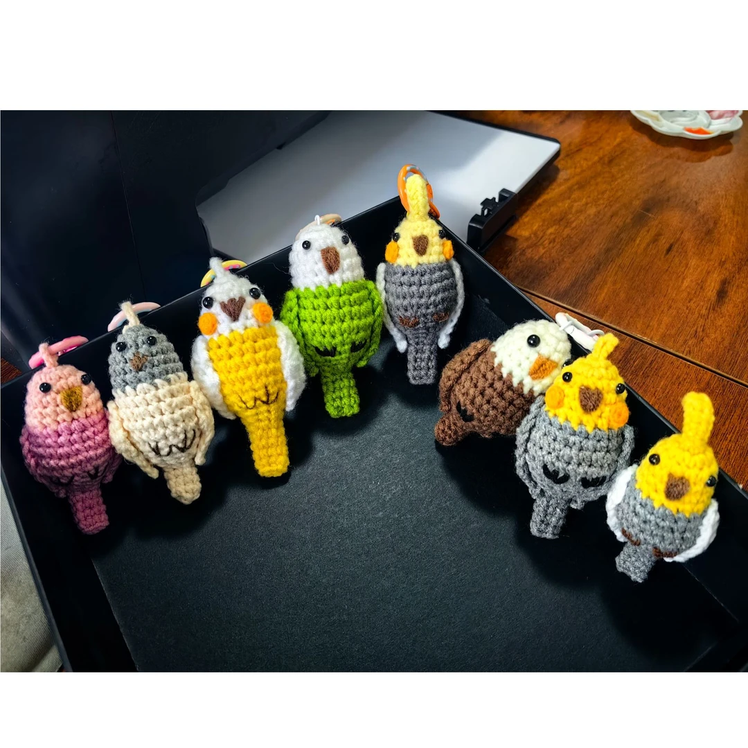 纯手工针织鹦鹉玩具钥匙扣小挂件