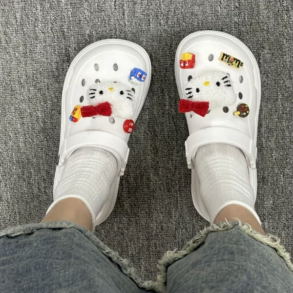 洞洞鞋女夏季2024新款外穿防滑厚底踩屎感两穿凉鞋ins女拖鞋低跟