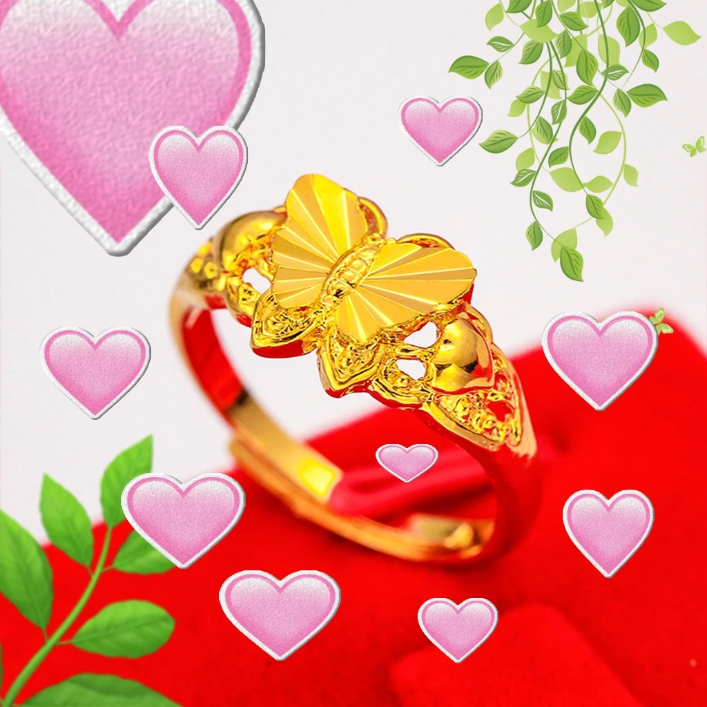 铜合金戒指 铜合金材质蝴蝶戒指轻奢饰品时尚丽人气质高雅女精美