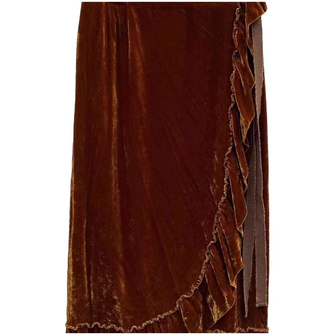 ZUO AN MI XIANG/左岸迷香/2022秋冬／丝绒半裙Z22FW2001 气质