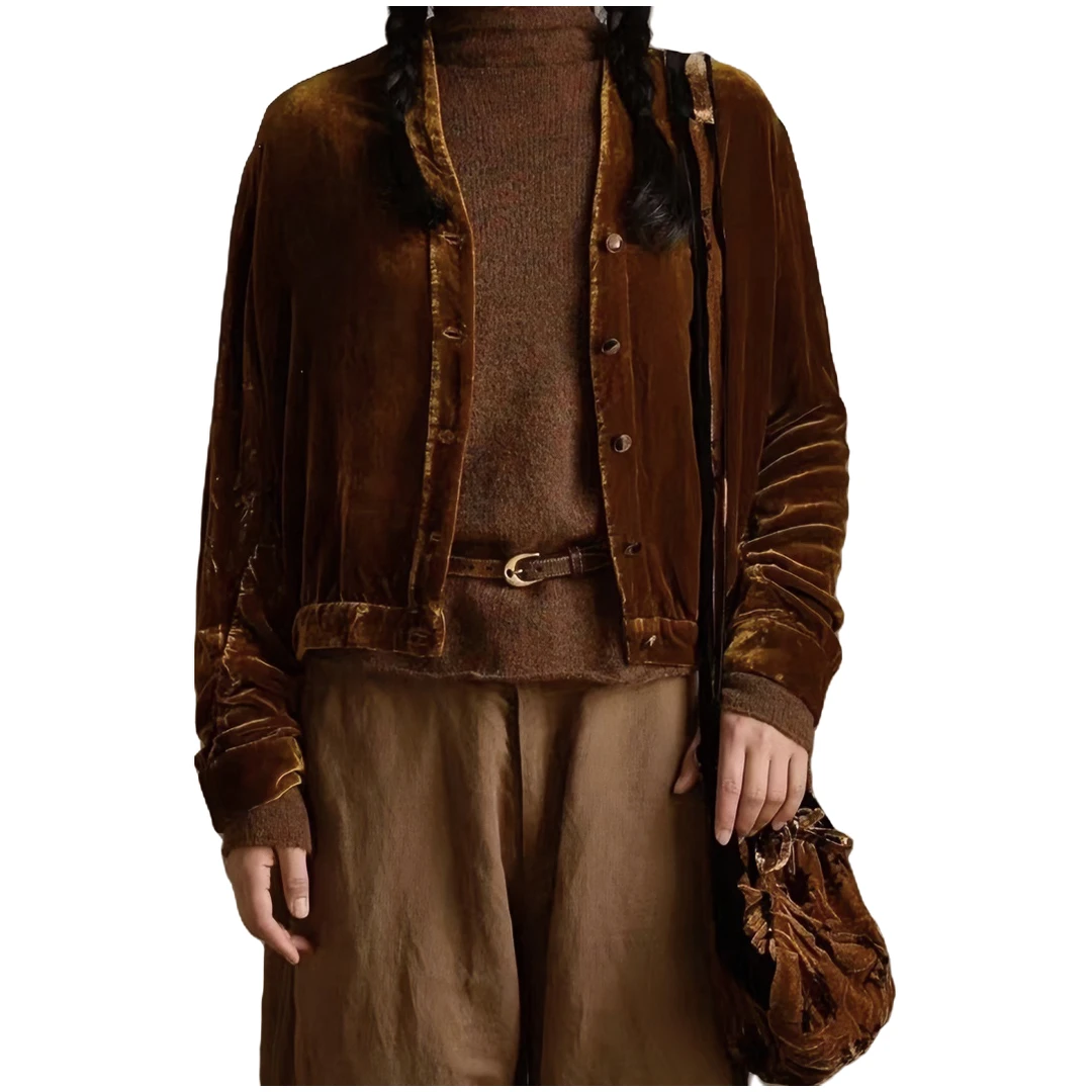 ZUO AN MI XIANG/左岸迷香／2022秋冬／金色丝绒短外套Z22FW1016