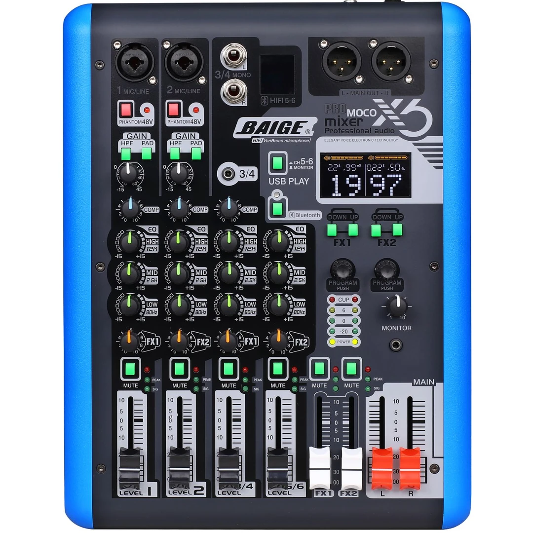 BAIGE/佰歌佰歌X6 双FX混响 OTG 压缩激励 直播调音台蓝牙