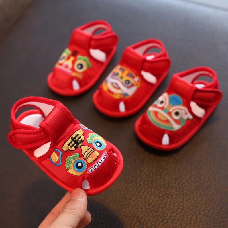 虎头鞋婴儿鞋子夏季凉鞋1岁抓周老虎鞋软底宝宝步前鞋7-9-12个月