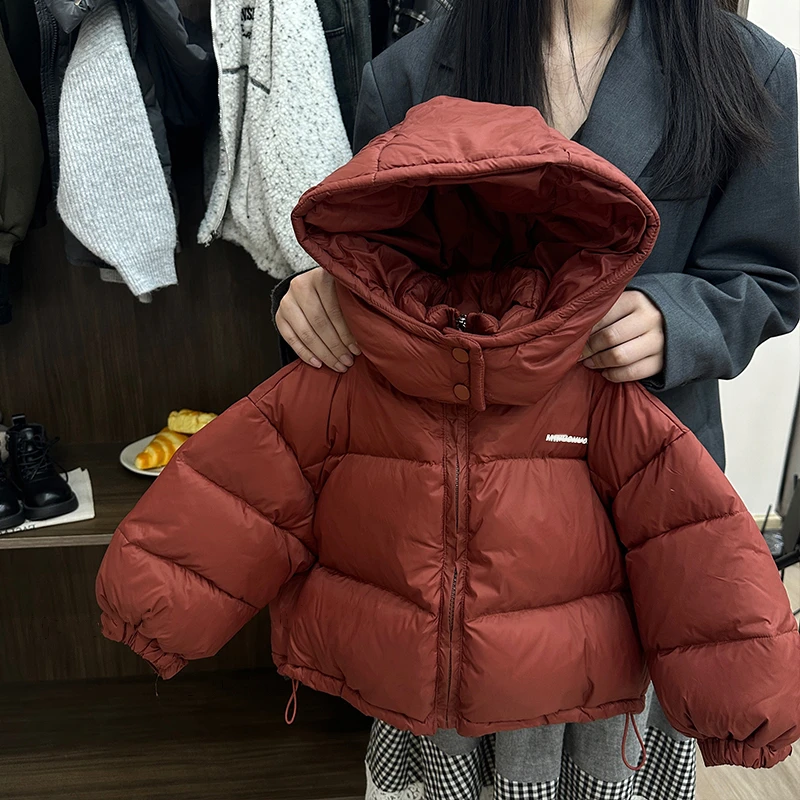 男童羽绒服90白鸭绒冬季儿童加厚红色洋气宝宝连帽外套中小童冬装