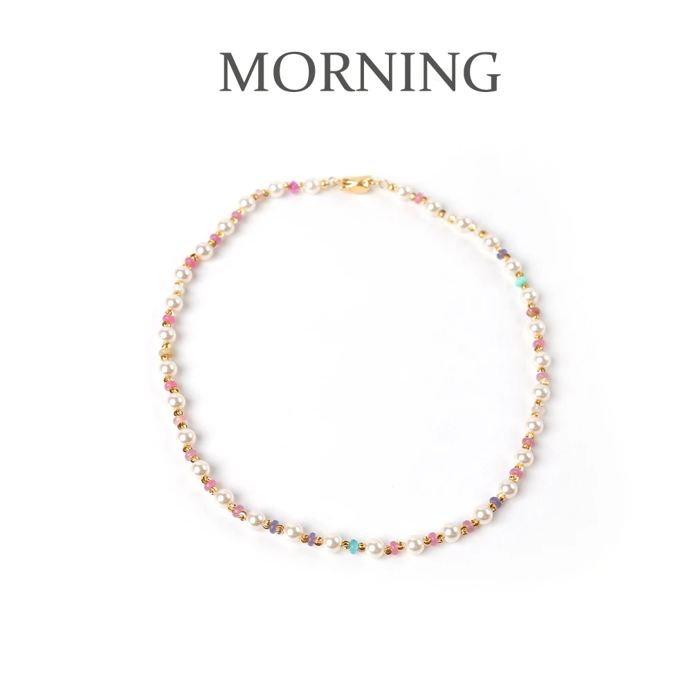 铜合金项链 MORNING/早安日记百搭时尚通勤气质混彩彩色项链-4963