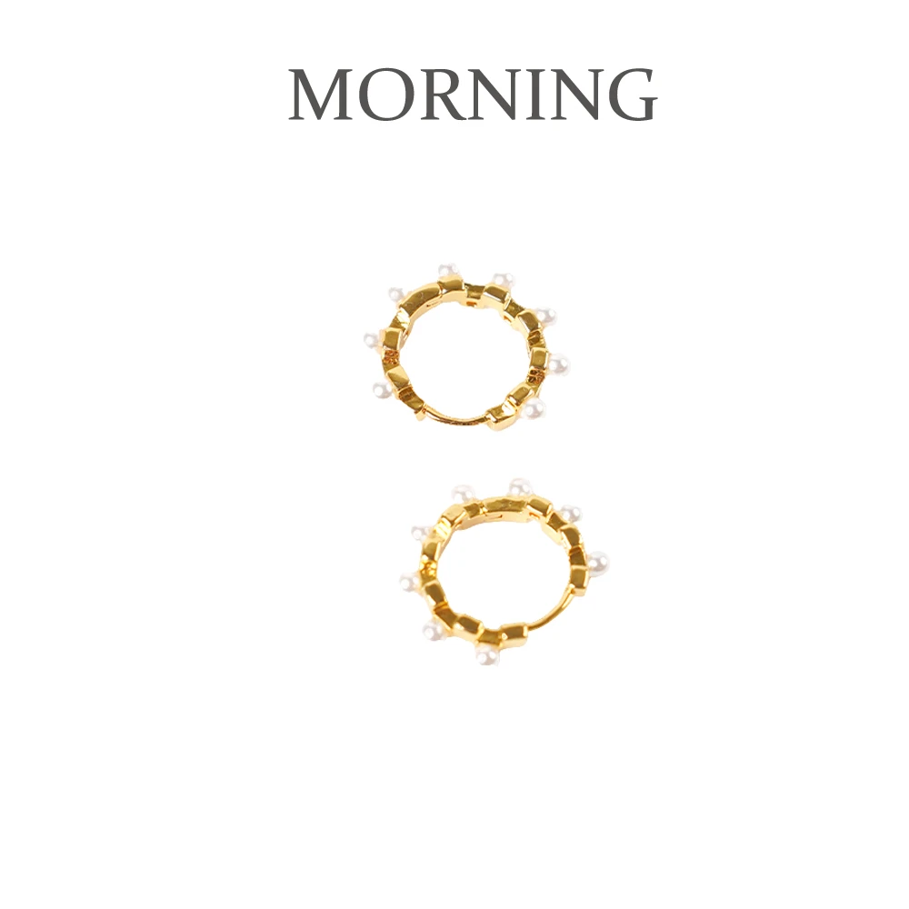 铜合金无非金属耳饰 MORNING/早安日记气质金色心形百搭耳环-4987