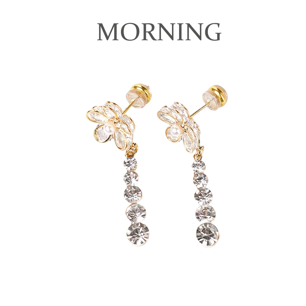 铜合金无非金属耳饰 MORNING/早安日记金色流苏小众气质耳环-1294