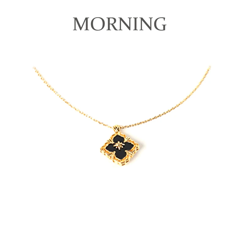 铜合金项链 MORNING/早安日记个性小众百搭轻奢双面镶嵌项链-3901