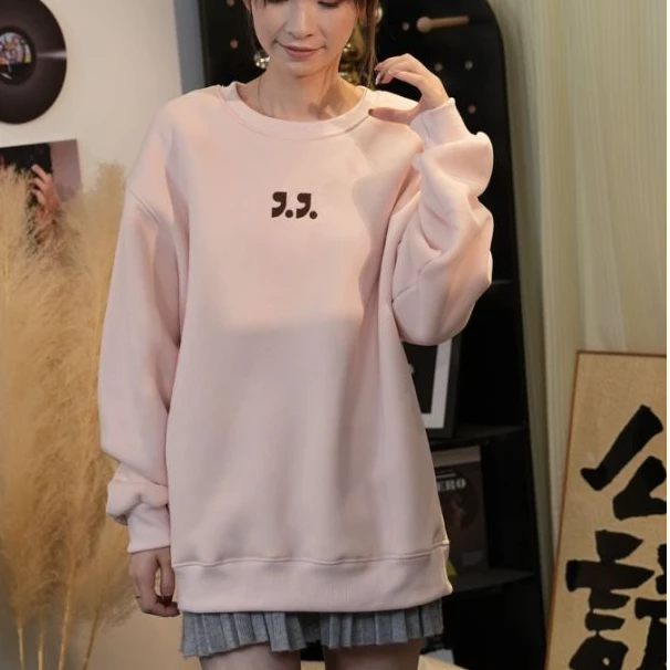 【简韵元素】冬季新款简约印花北极绒套头圆领长袖卫衣秋冬加绒