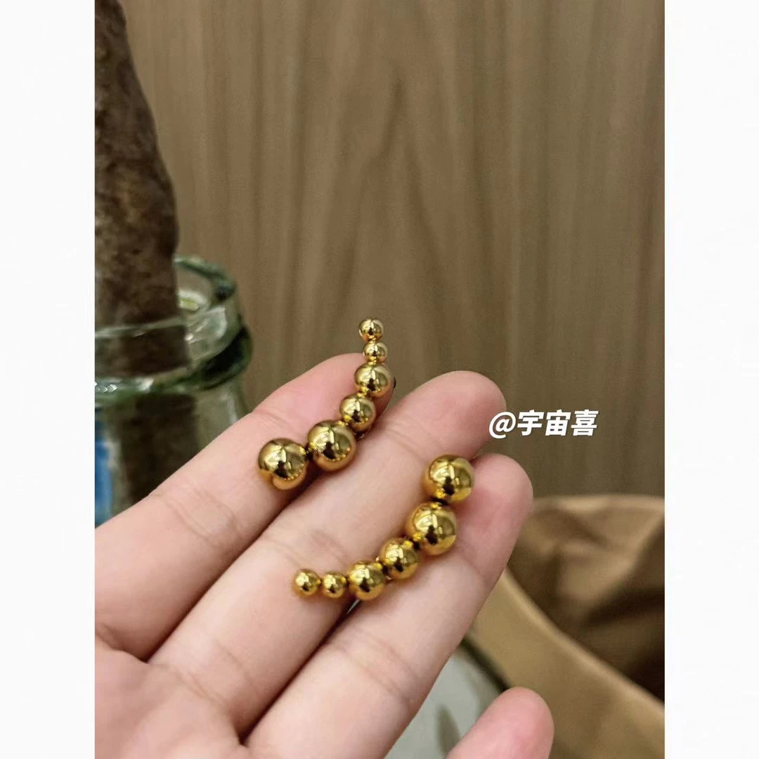 钛钢耳饰 L4-050【钛钢小圆豆金色耳排耳钉】