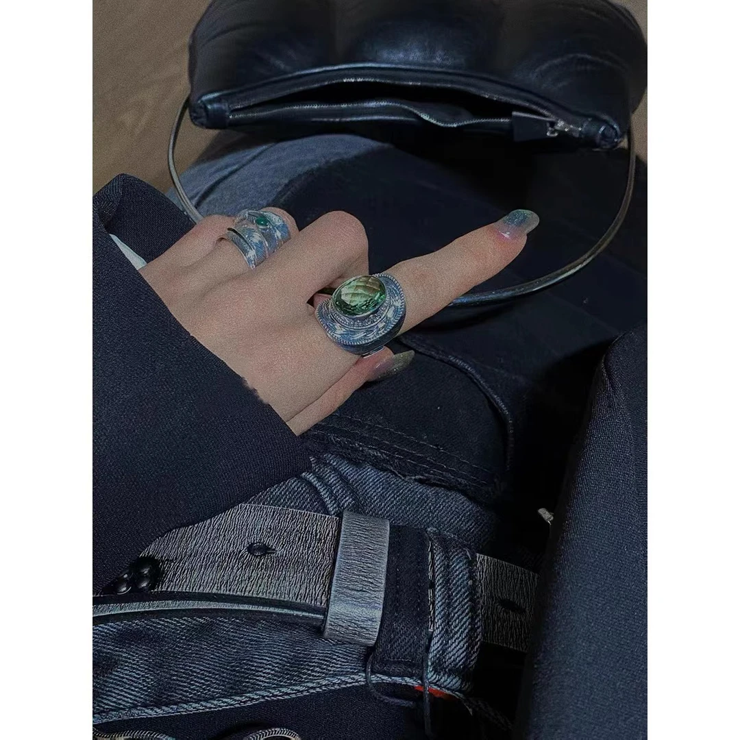 铜合金合成锆石戒指 K5-066镀银【羽毛唐草活口戒指】单只售卖