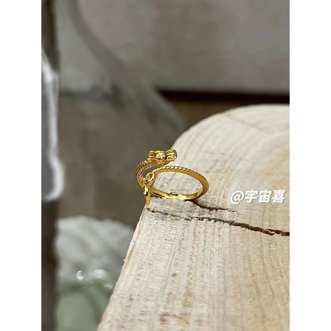 铜合金戒指 K5-089【龙环绕开口金色戒指】