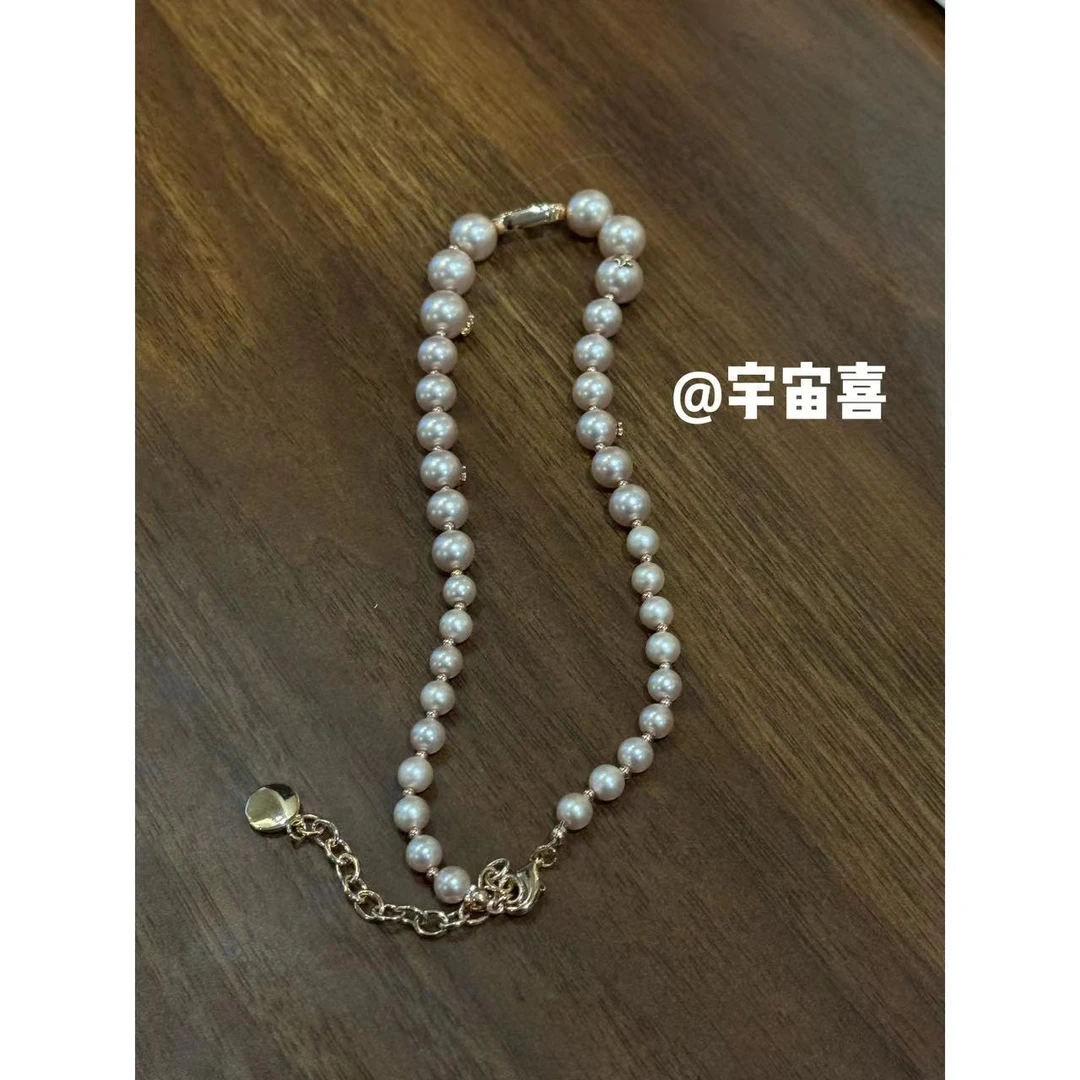 铜合金仿珍珠项链 H5-008【粉金色韦雪贝珠cd蜜蜂串珠项链】