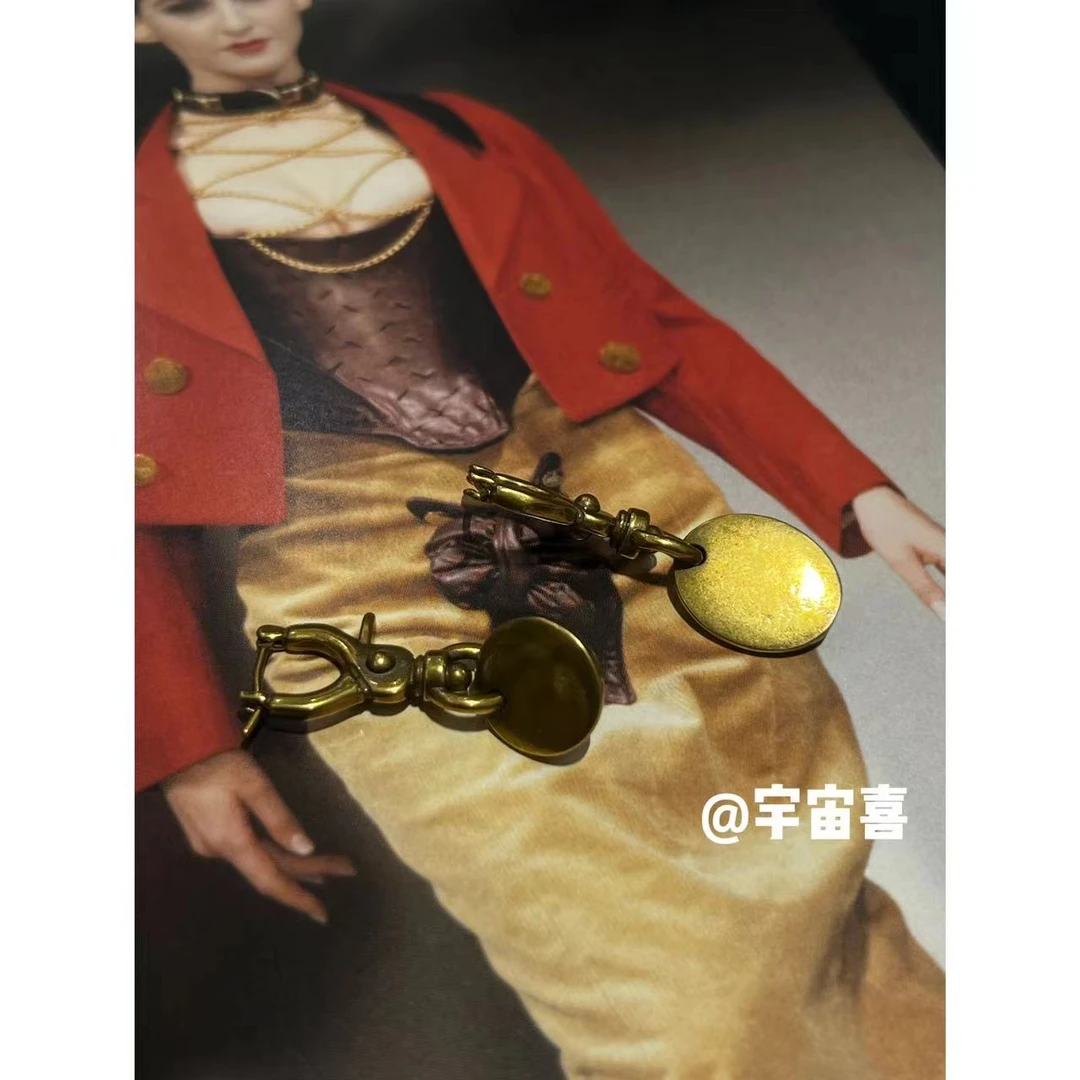 铜合金耳饰 D1-121【古金马蹄扣锁扣星球字母小号耳扣】古金