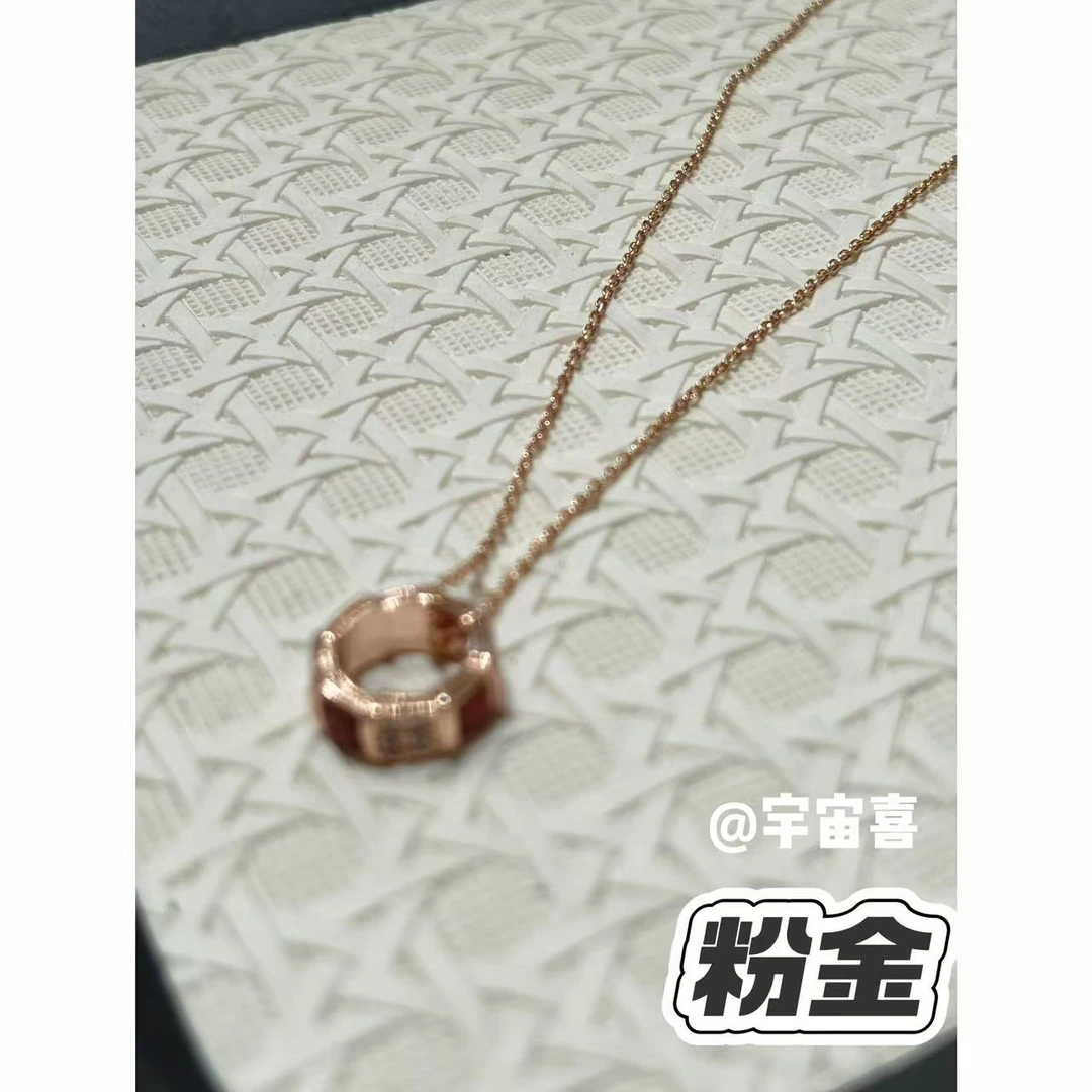 铜合金项链 G5-054【蛇骨粉金珐琅红路路通项链细链】