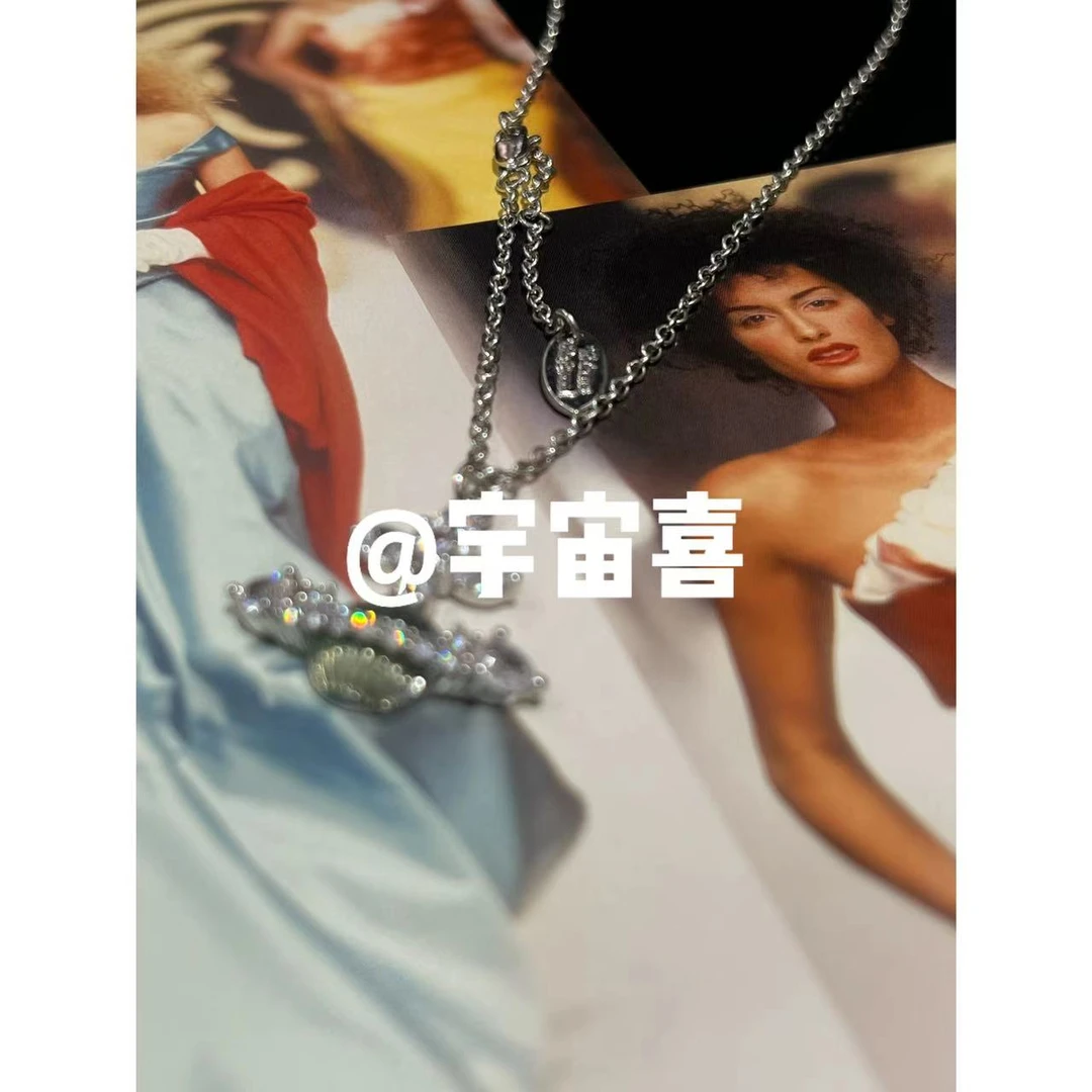 铜合金锆石项链 H3-063【珐琅南瓜锆石星球细链项链】