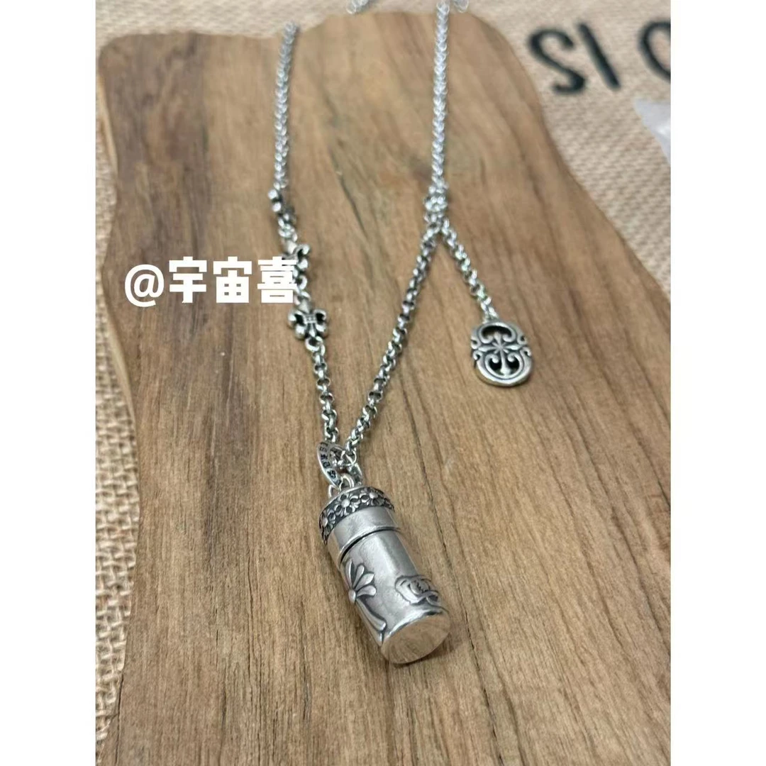 铜合金项链 H4-047【镀银圆筒克克可转项链】