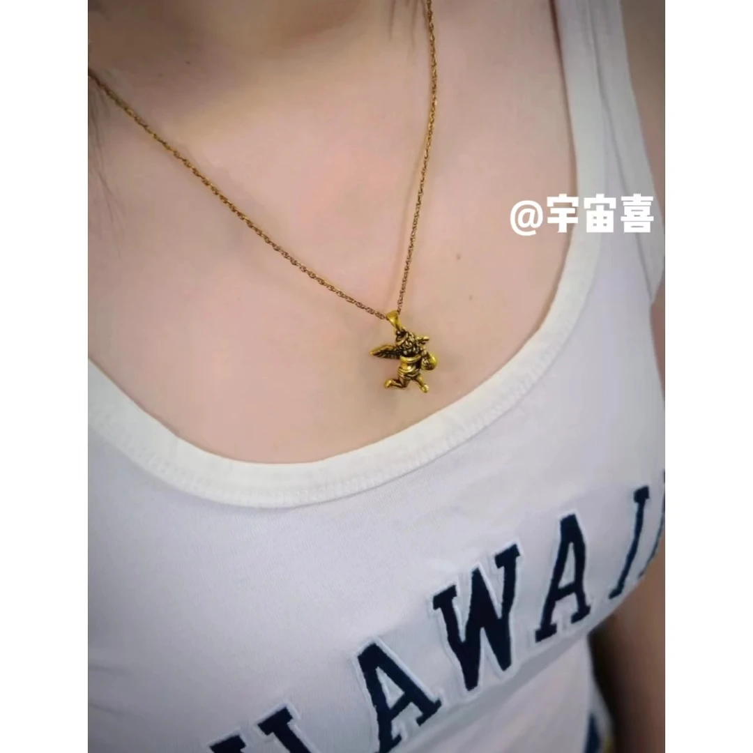 铜合金项链 H1-054【黑金链金系列钱袋小天使项链】