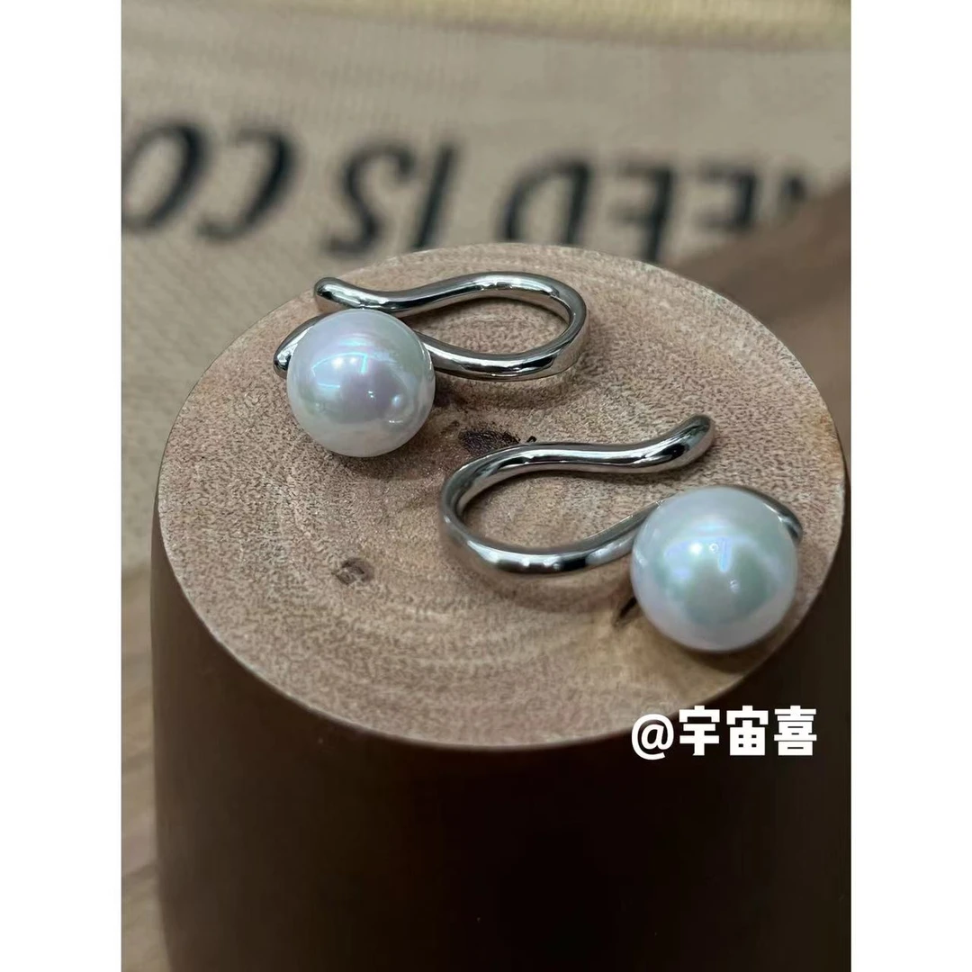 铜合金仿珍珠耳饰 C3-110【鱼钩贝珠耳骨夹】一对