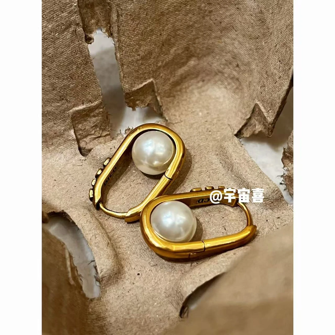 黄铜仿珍珠耳饰 C4-103【椭圆黑金黄铜cd贝珠耳扣】