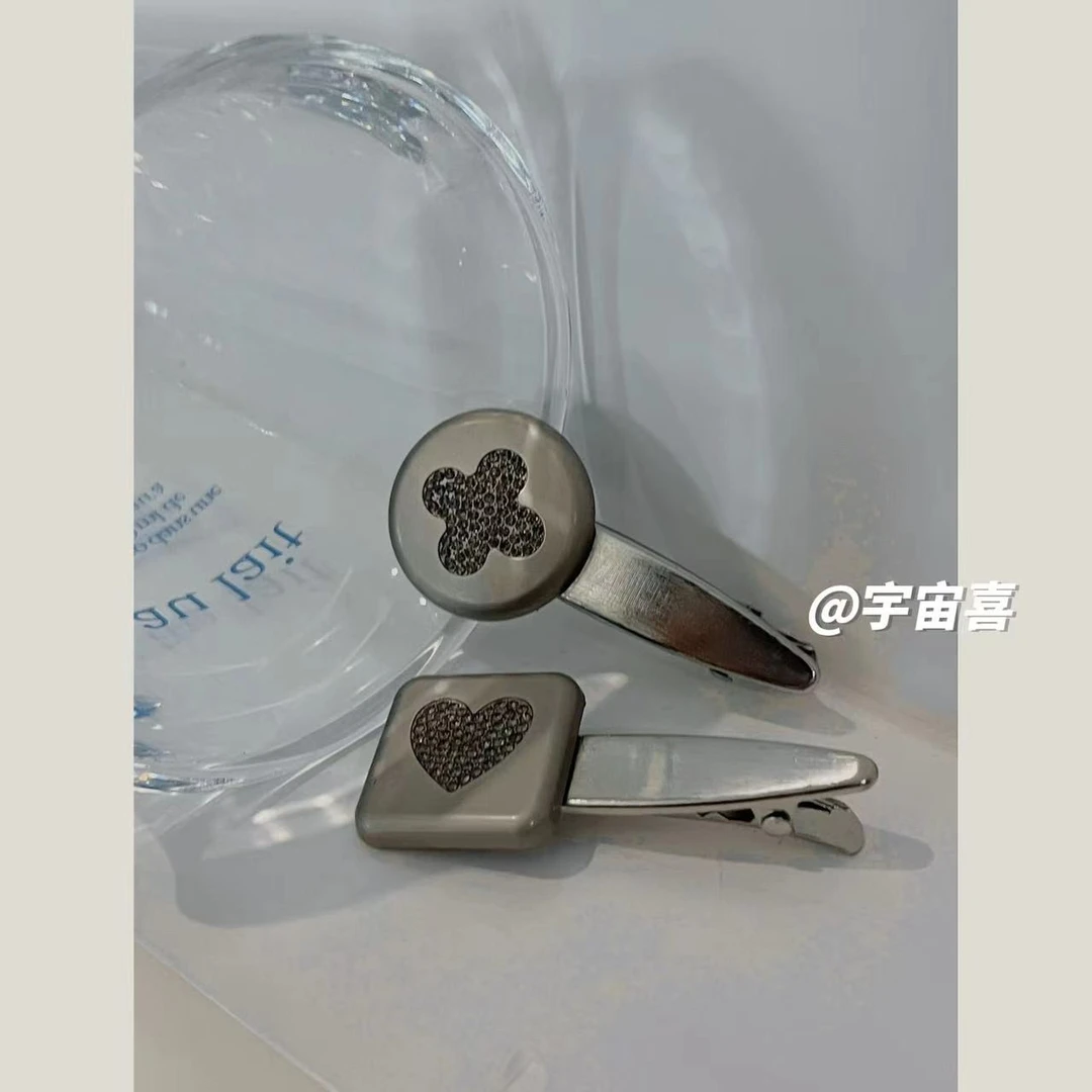 M2-033【方圆金属灰爱心圆形鸭嘴夹】