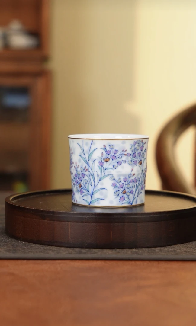 冉月观隐斗彩小仙草竹节杯（容量50cc）