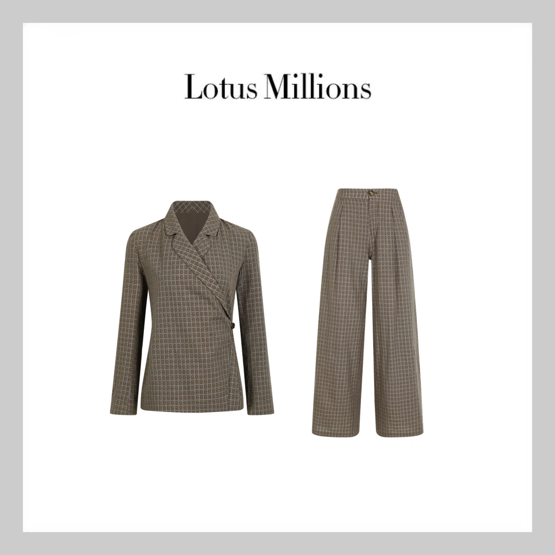 莲的百万【娓娓书生】2024年斜扣外套直筒休闲裤套装W24HA001 L