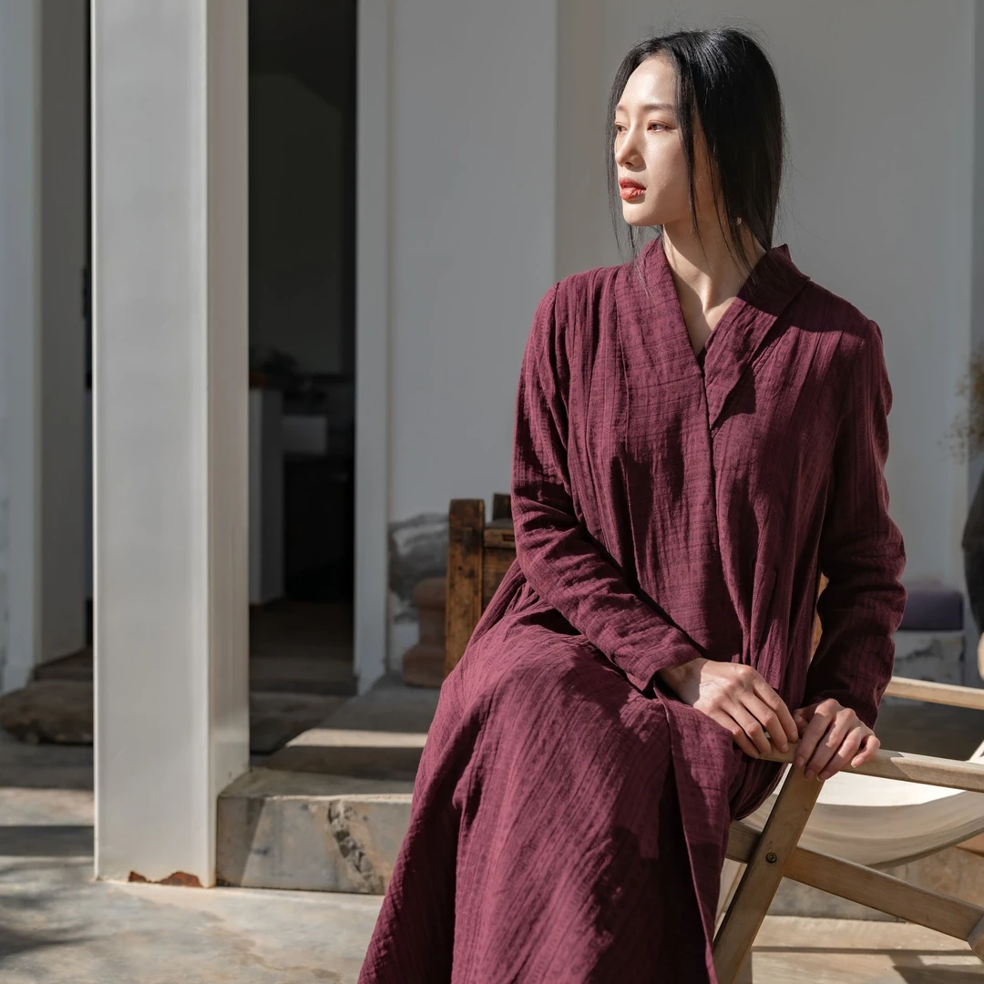 游尘衣物/紫隐连衣裙宽松复古中式爆款气质高端百搭