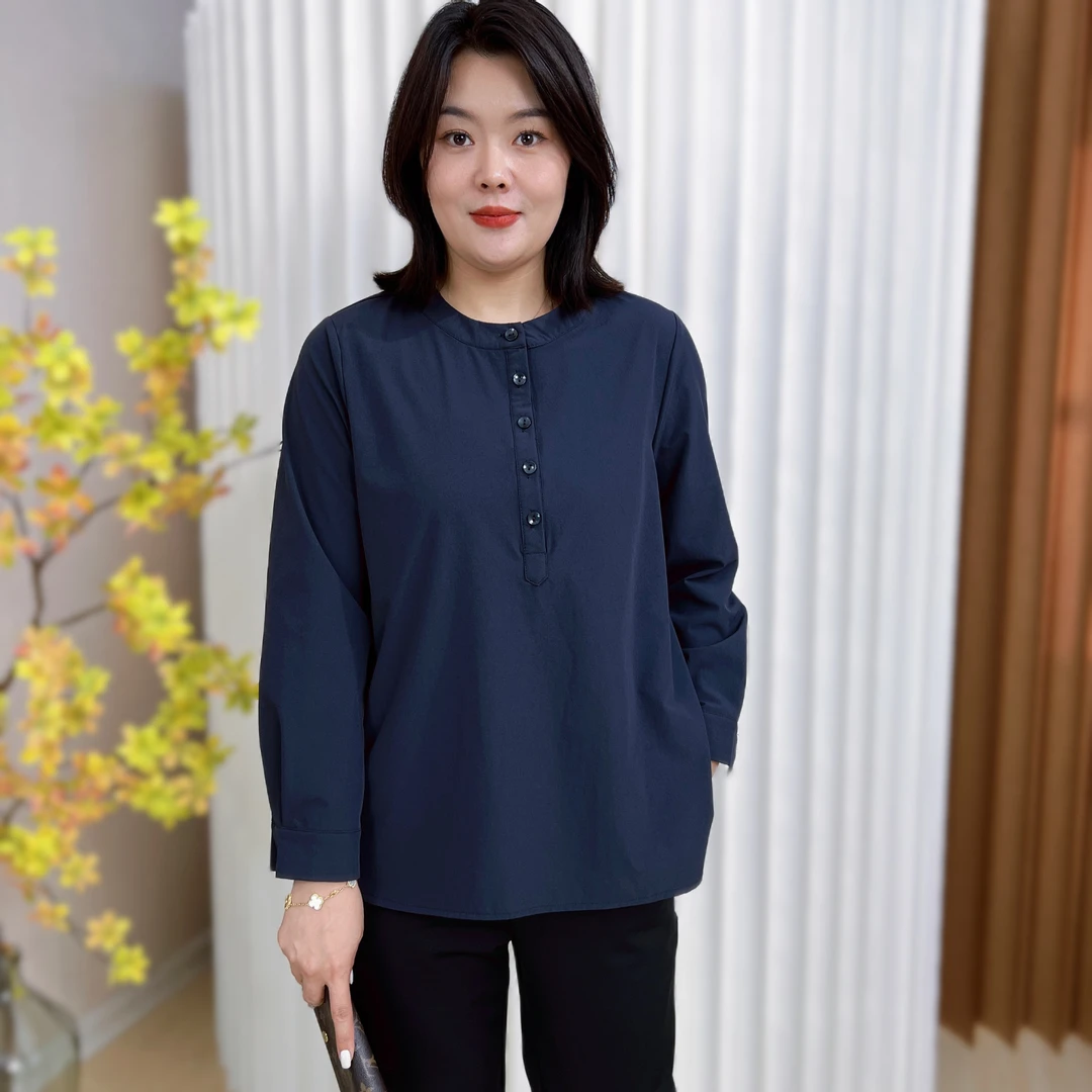 T-97春秋款大码短款弹力休闲时尚文艺百搭显瘦衬衫