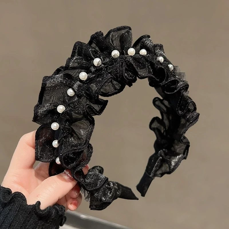 甜美高J花边发箍韩国新款蕾丝百搭小可爱发箍女蕾丝洋气发卡百搭