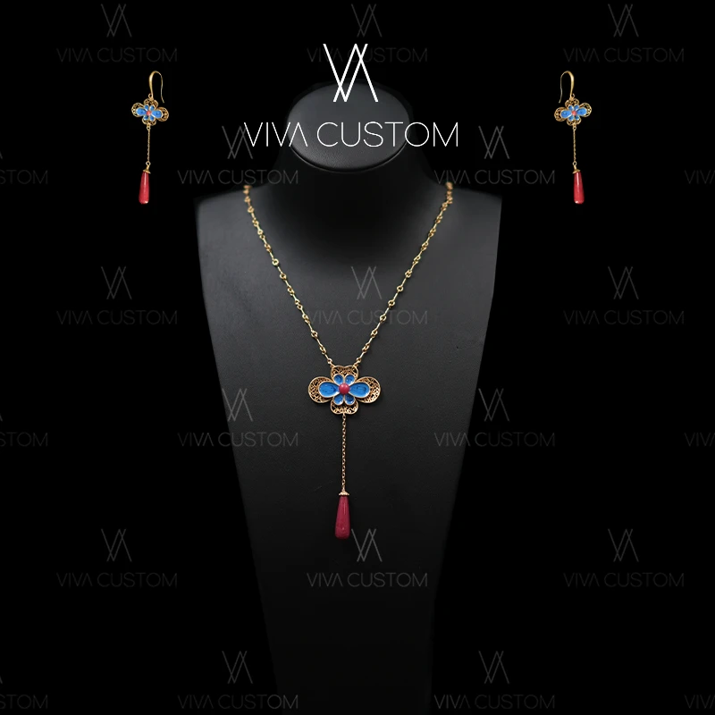 铜合金耳饰 （新中式系列） 国风优雅古典镂空吊坠套装