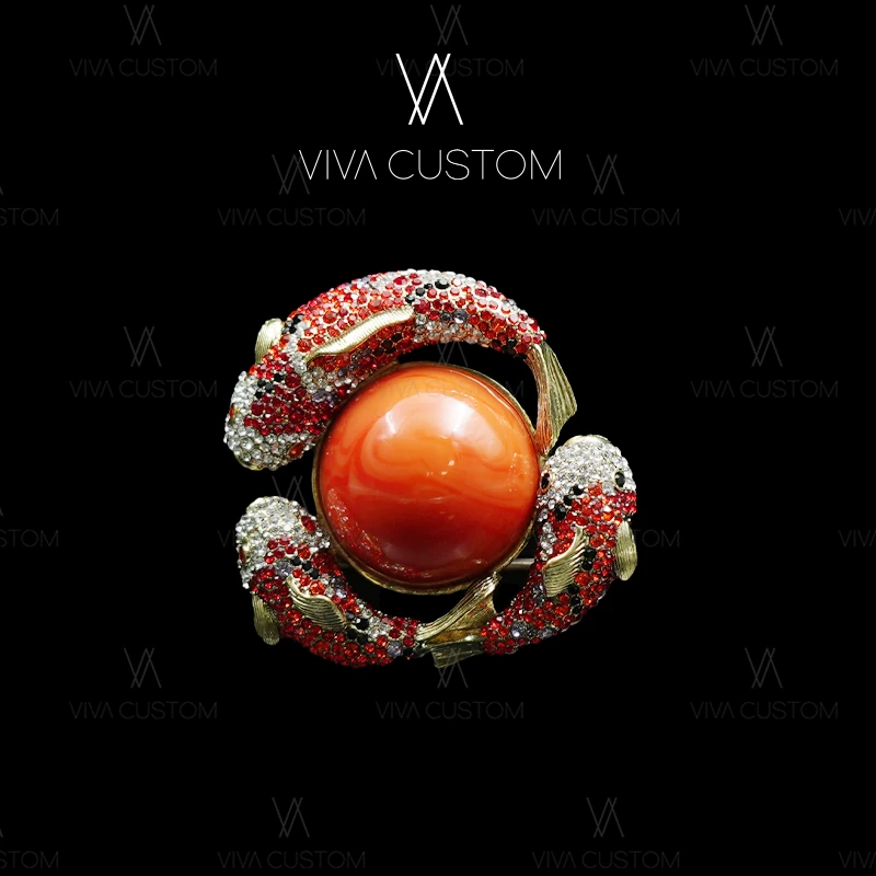 铜合金合成锆石胸针 （精工系列）时尚精致锦鲤之欢胸针