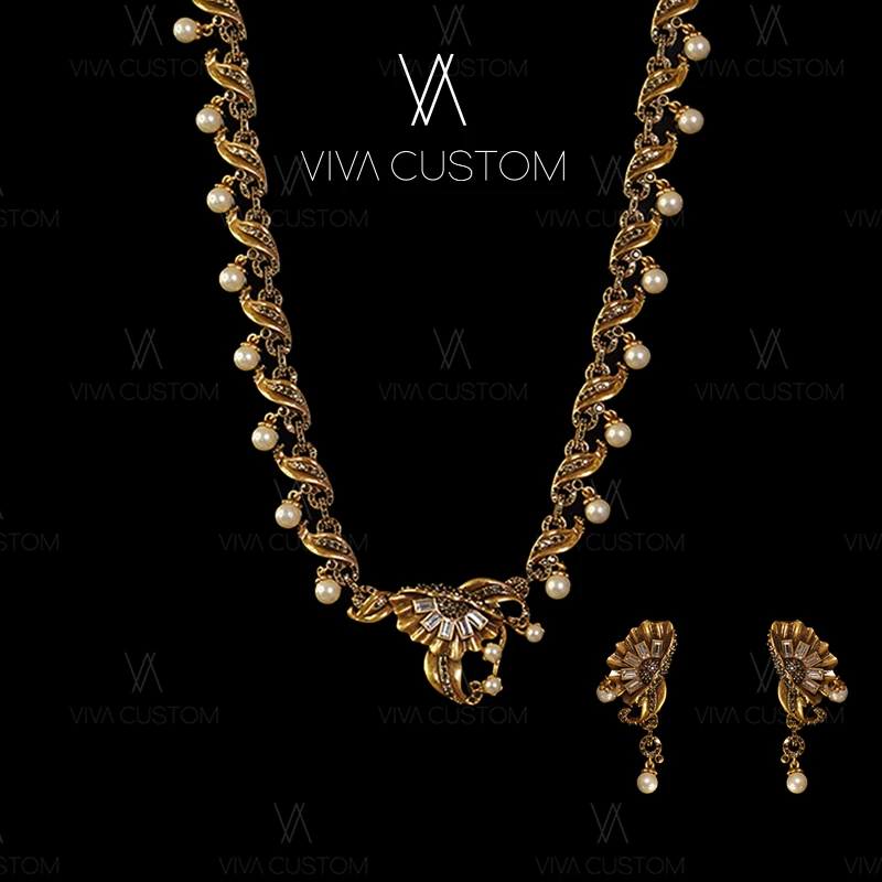 铜合金合成锆石耳饰 (昨日重现系列)欧美风叶形纹套装