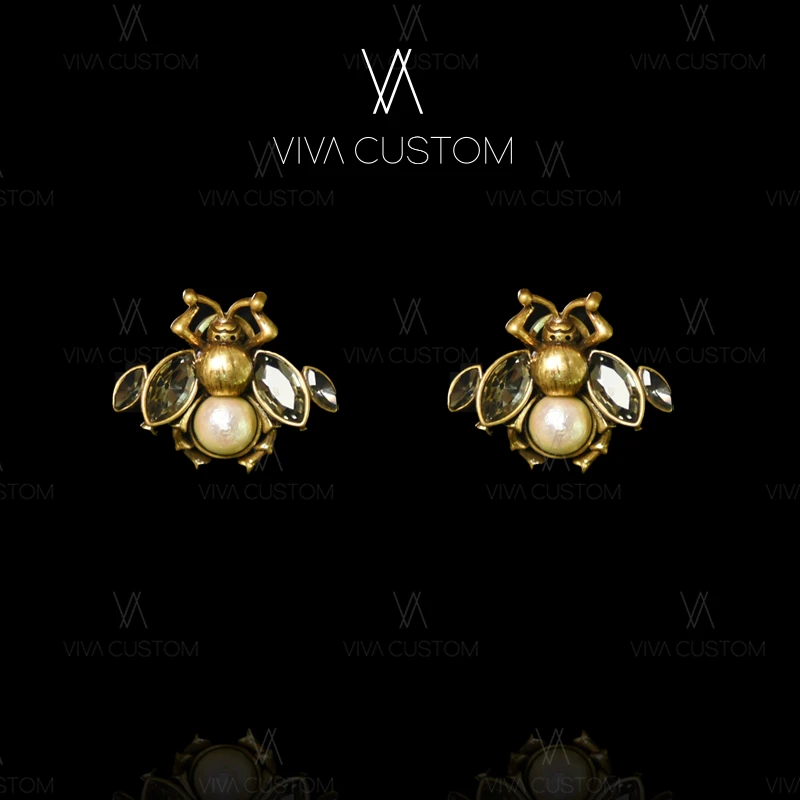铜合金合成锆石耳饰 （致敬经典系列）复古时尚气质蜜蜂耳拍