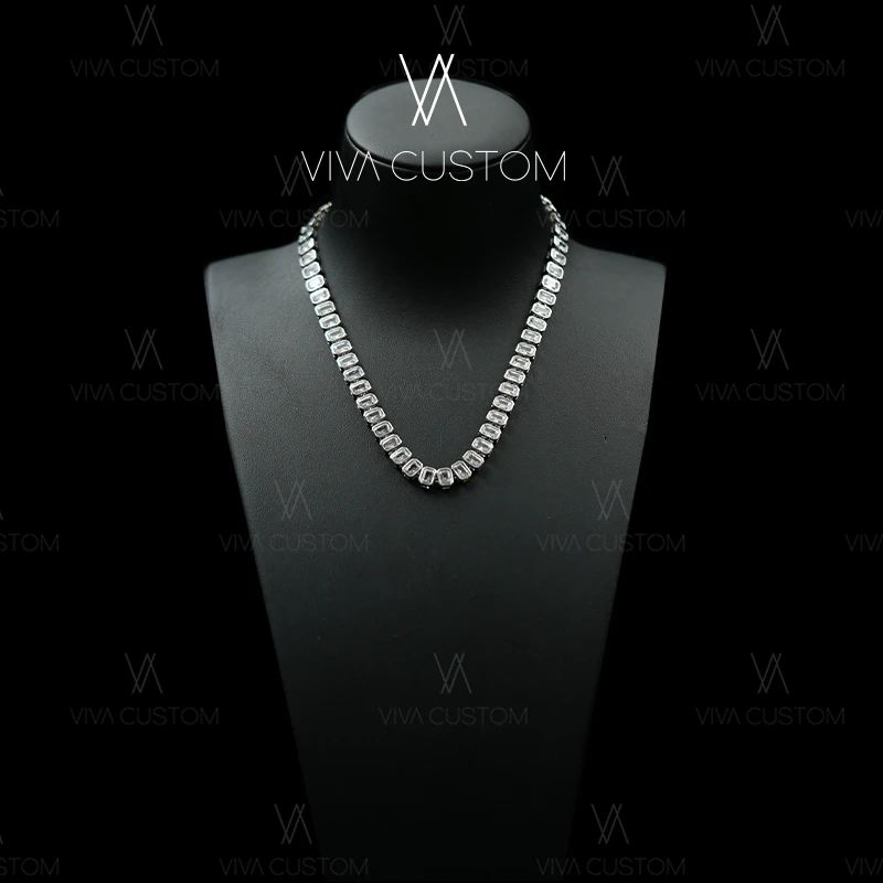 铜合金合成锆石项链 时尚简约百搭几何链条项链ζ