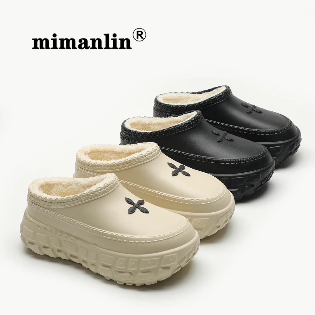 十字架增高轮胎底勃肯鞋冬款防滑时尚加绒鞋子女款厚底防水棉鞋