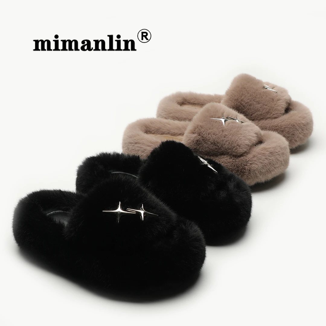 厚底一字毛毛女外穿2025女款时尚毛毛拖鞋女款2025新款爆款