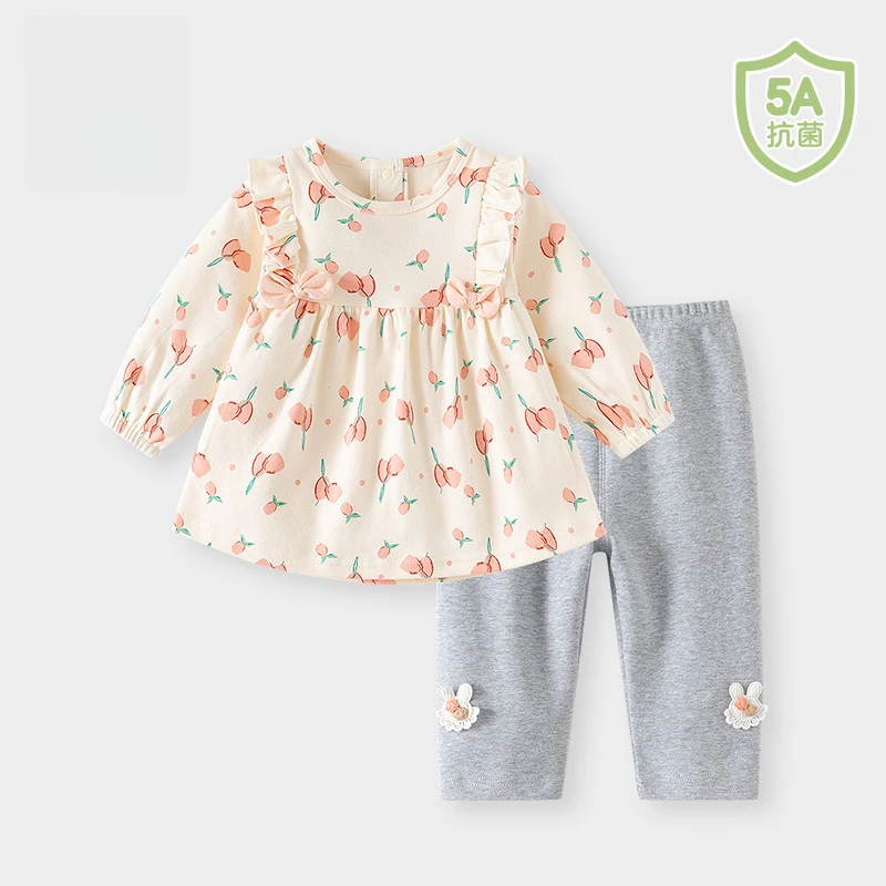 女宝宝春秋服装洋气春装碎花长袖公主风小童外出服