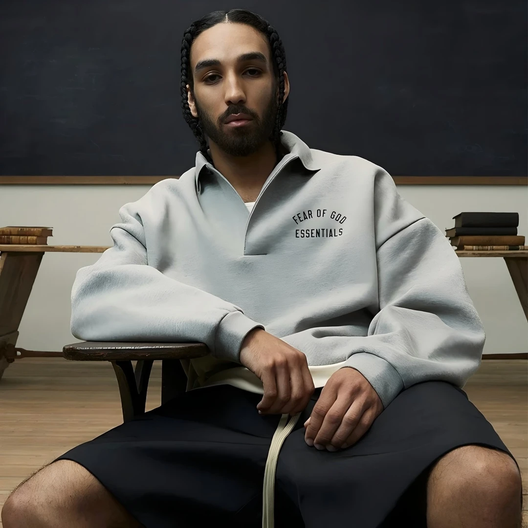 潮牌加绒宽松POLO卫衣男秋冬