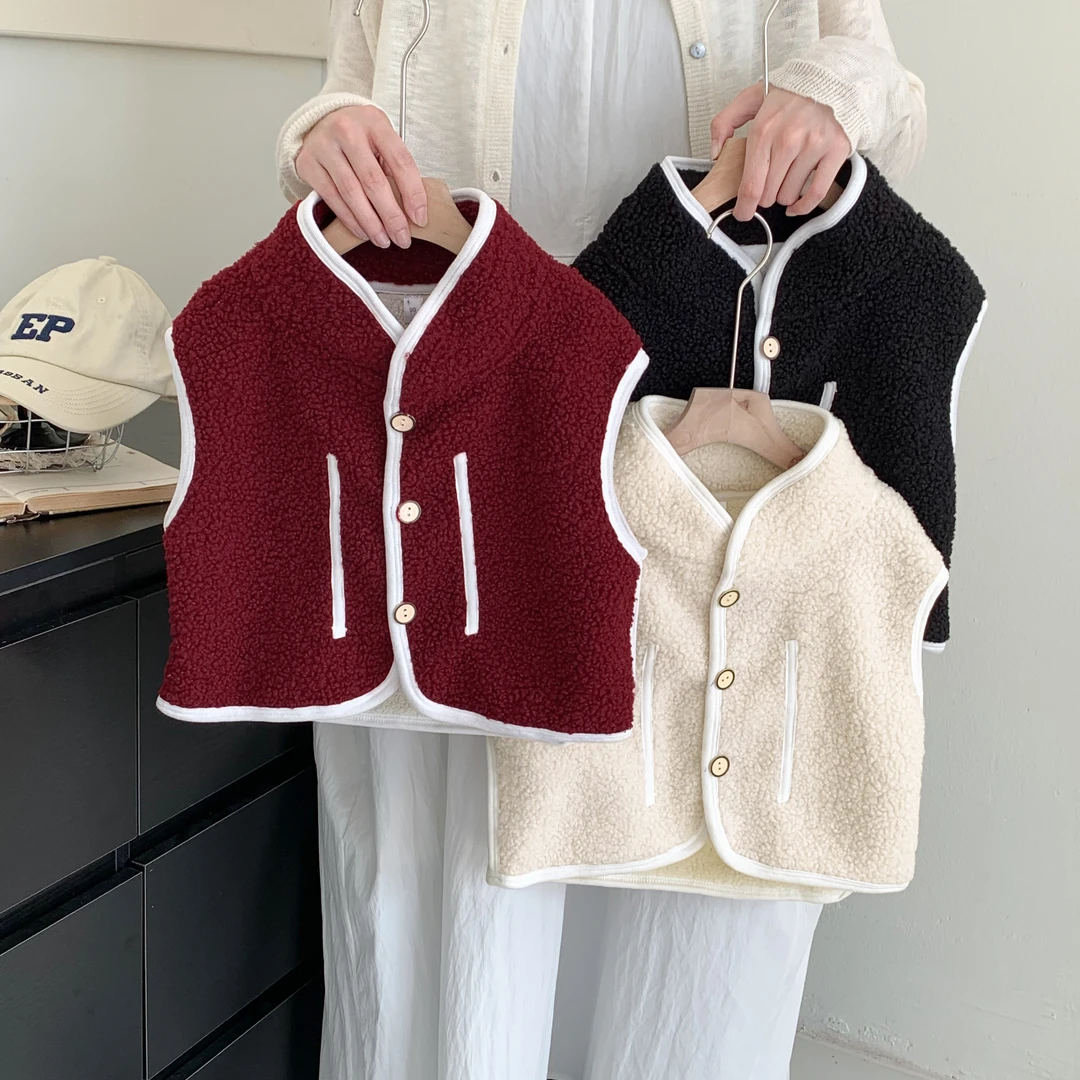 儿童加绒马甲初秋季男女童羊羔绒马夹宝宝打底保暖背心童装保暖衣