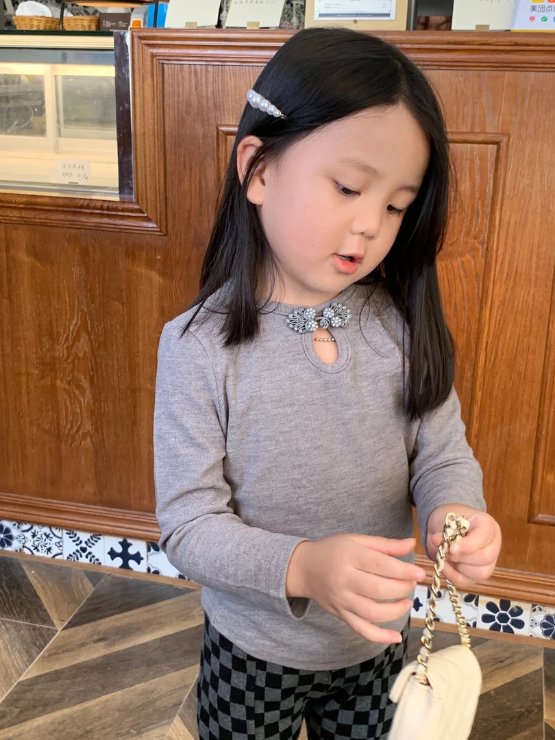 36018童装打底衫中国风上衣女童春秋新款长袖蝴蝶结T恤中国结