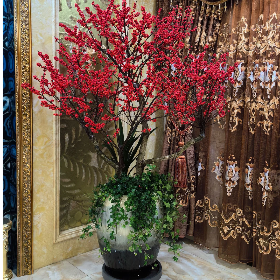 红红火火北美冬青红果客厅冬青盆栽新年摆件室内室外盆景绿植