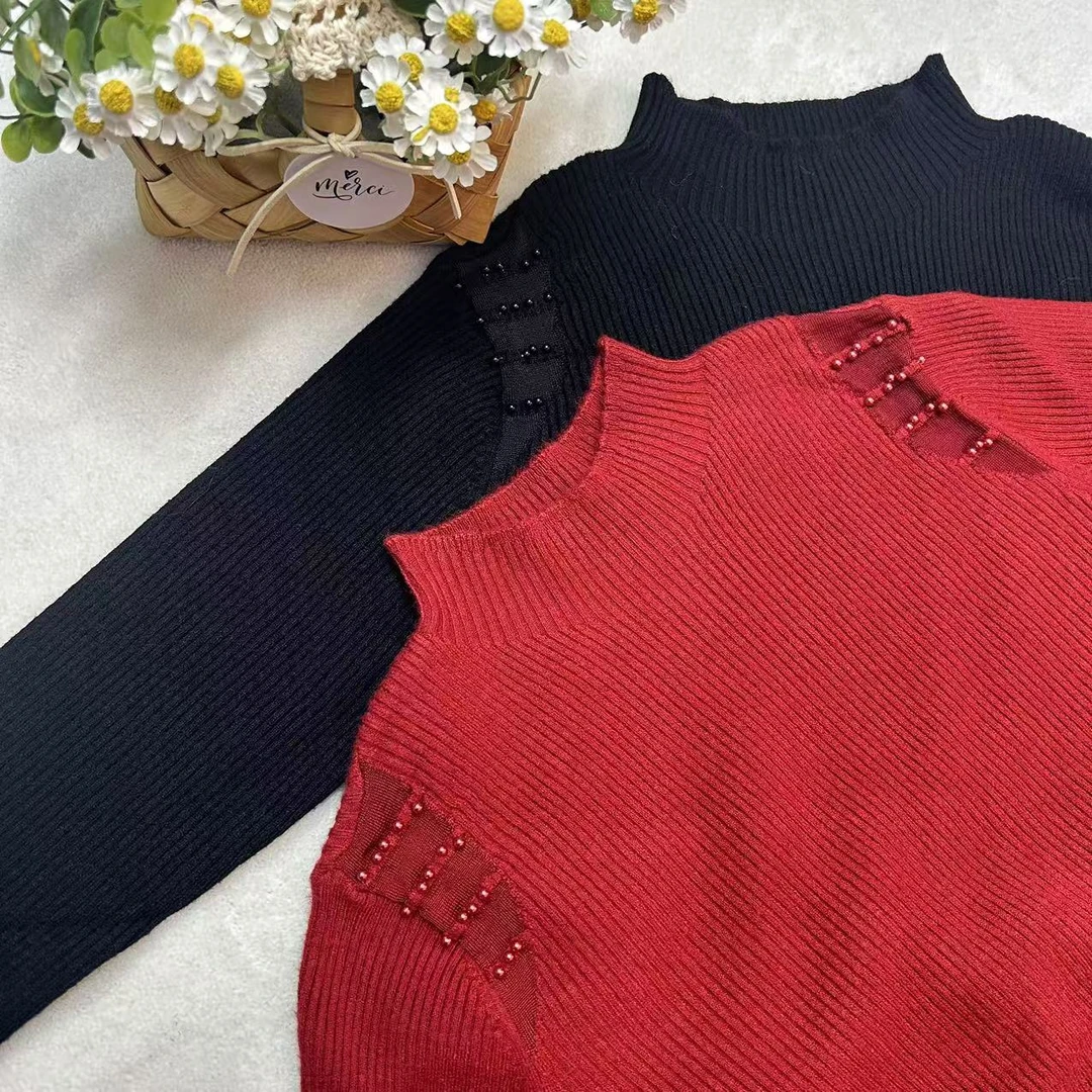 半高领毛衣女打底衫2024秋冬新款套头外穿针织衫洋气内搭修身上衣