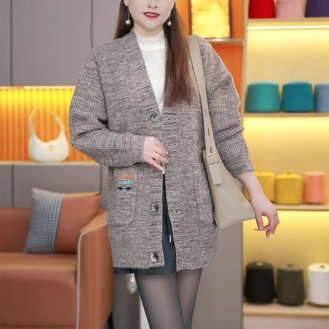 秋装洋气时尚毛衣外套女2024新款宽松外搭针织开衫春秋大码毛衫